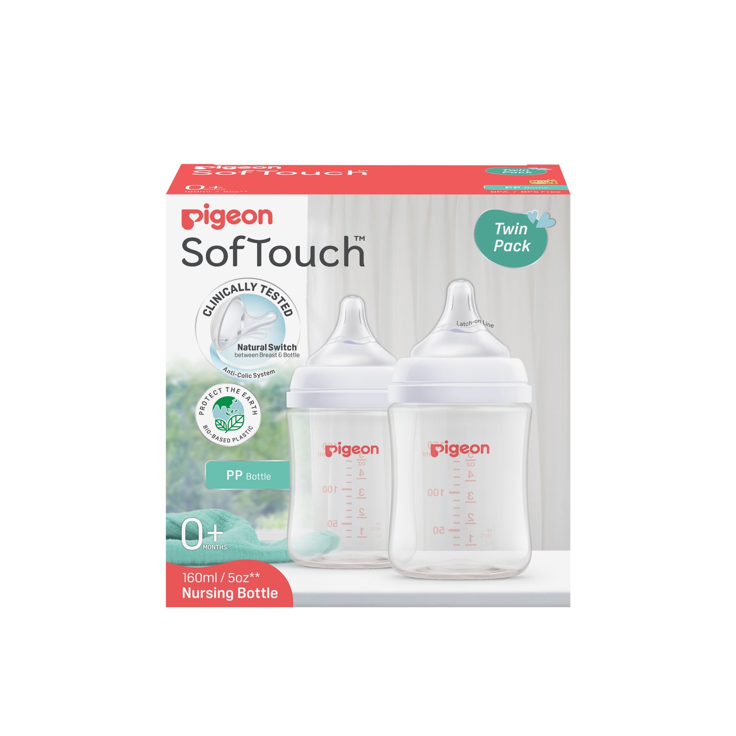 Pigeon SofTouch™ BPP Nursing Bottle PP 160ml Logo Twin Pack