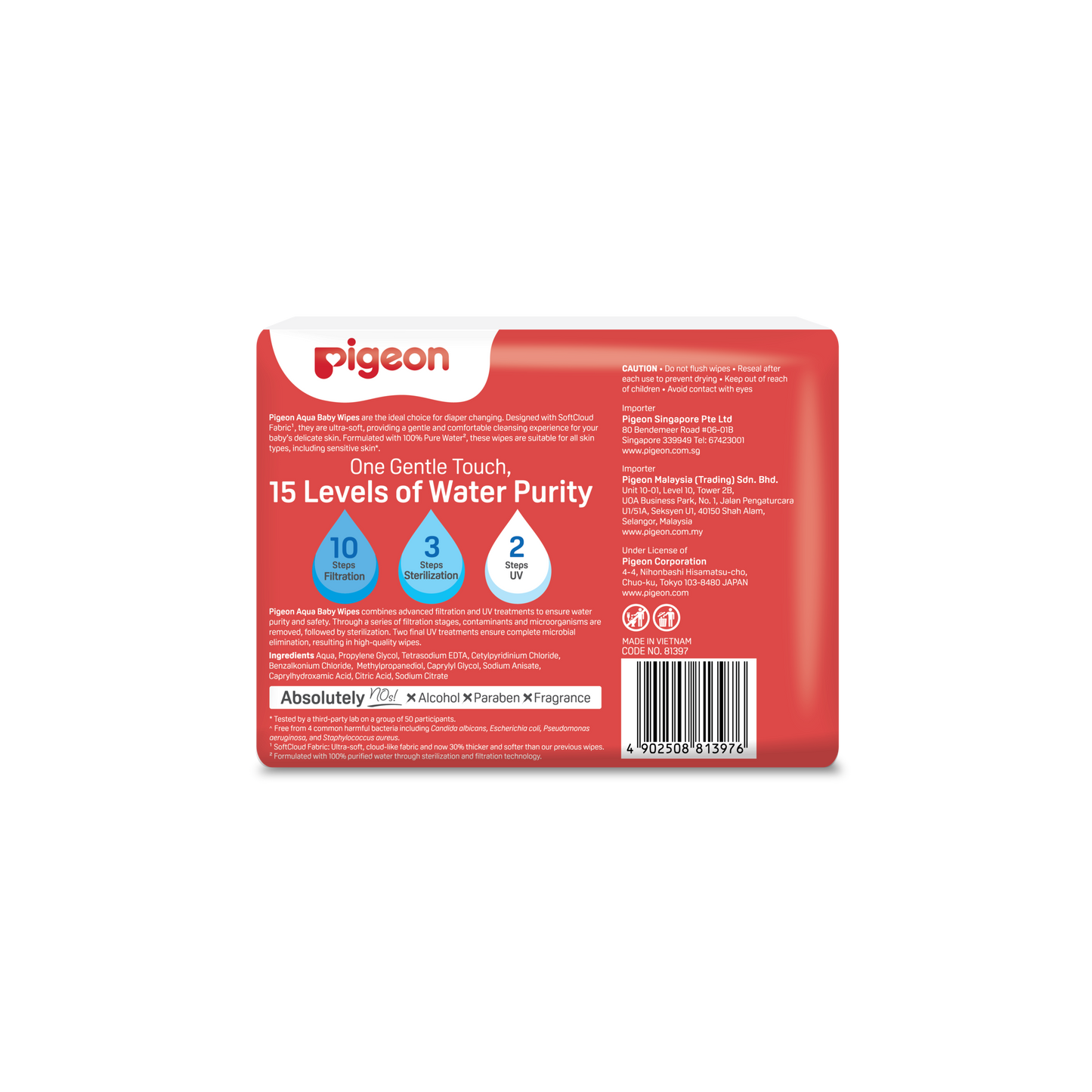 Pigeon Aqua Baby Wipes (20 Wipes x 3)