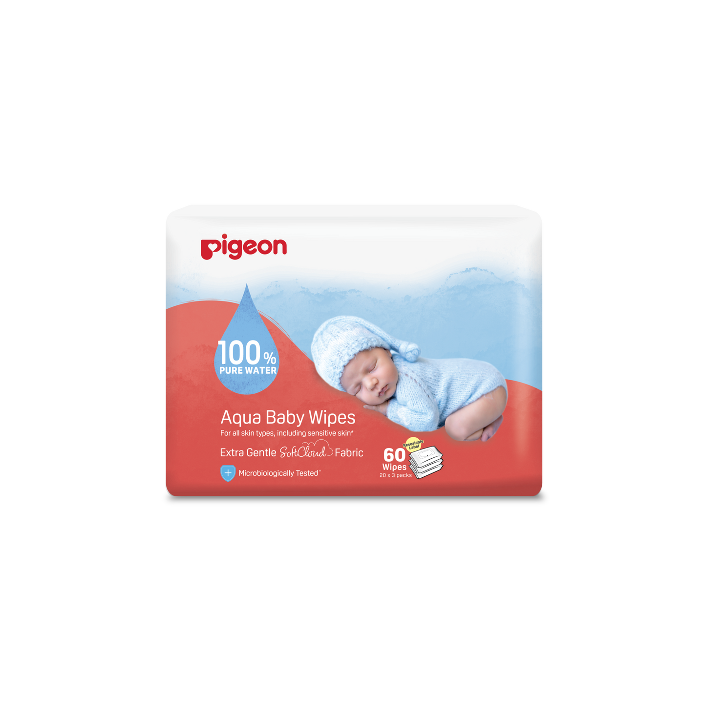 Pigeon Aqua Baby Wipes (20 Wipes x 3)