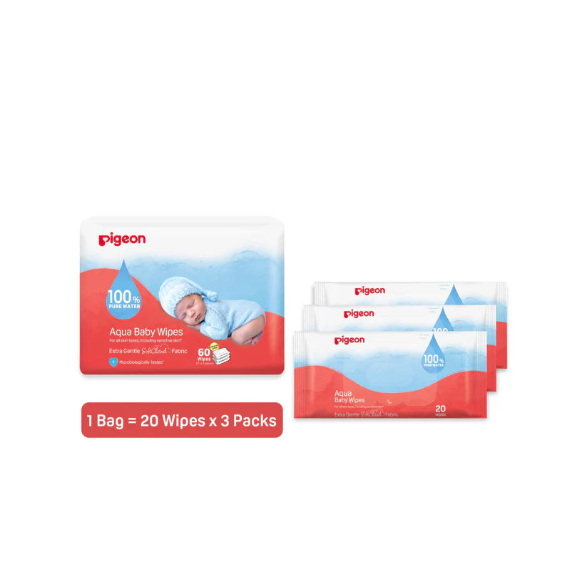 Pigeon Aqua Baby Wipes (20 Wipes x 3)