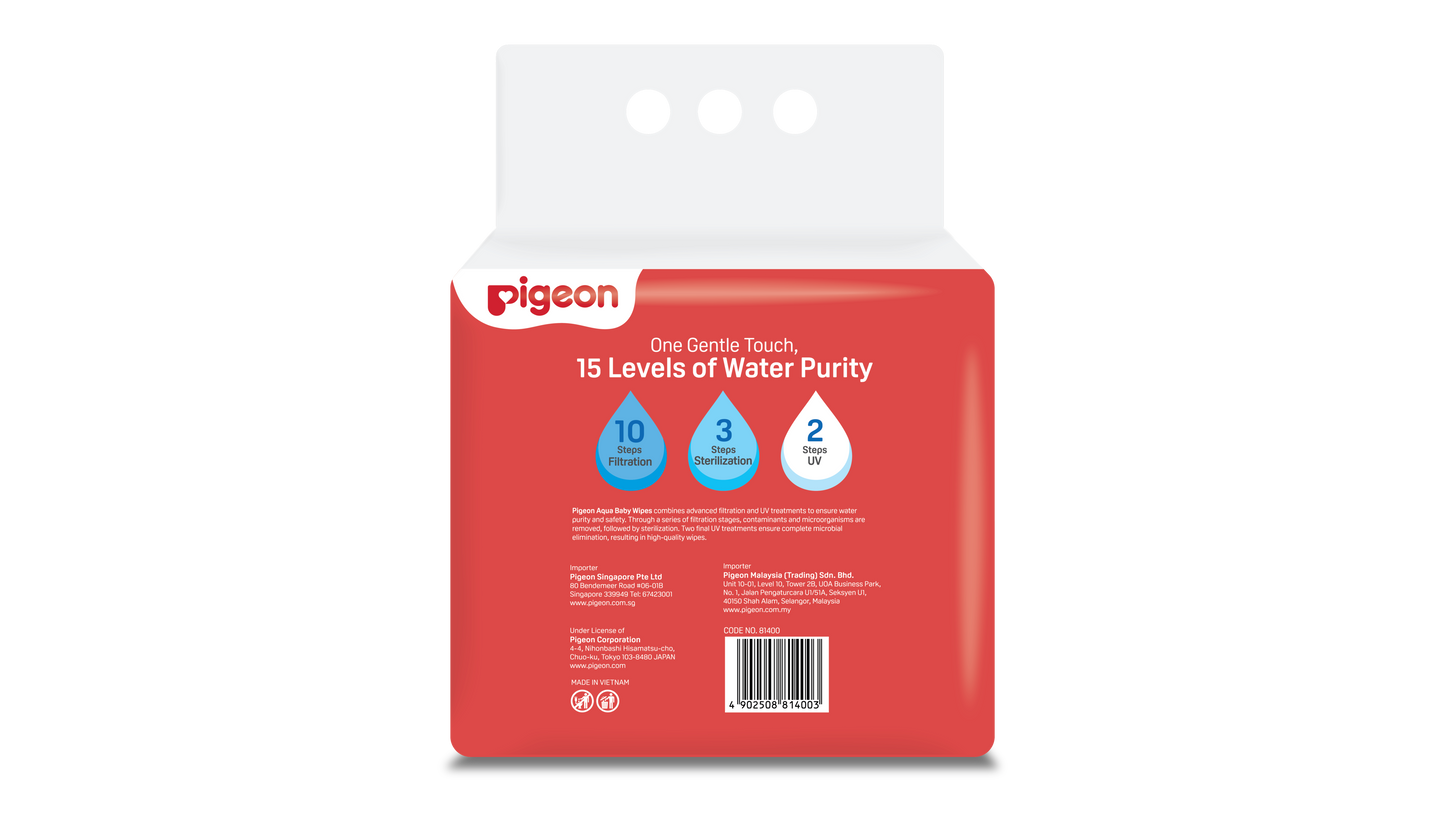 Pigeon Aqua Baby Wipes Hard Lid Cover (70 Wipes x 6)