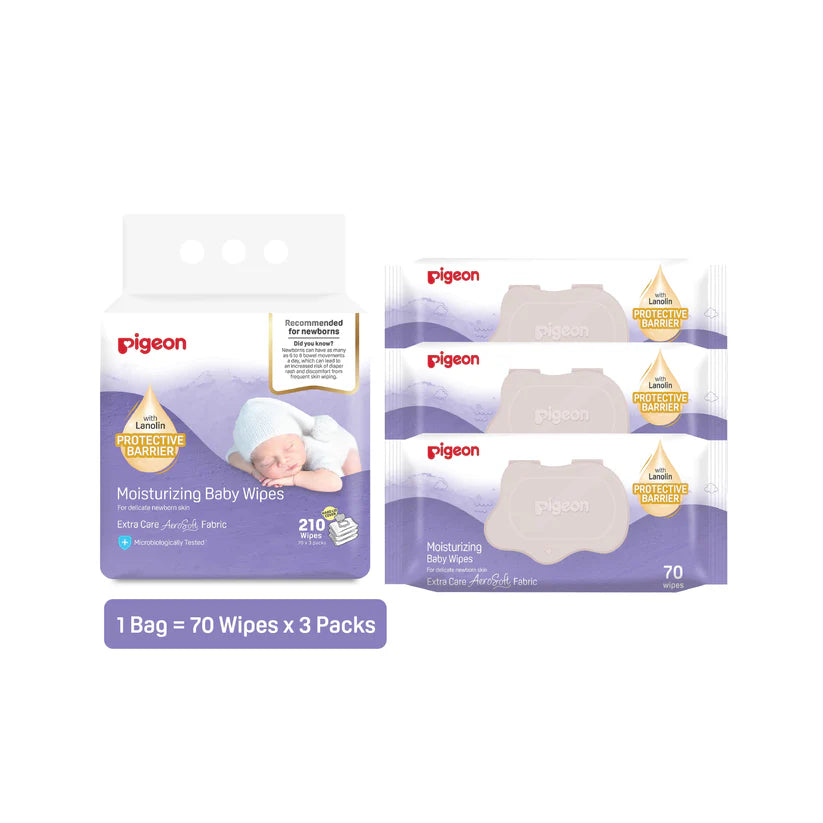 Pigeon Moisturizing Baby Wipes Hard Lid Cover (70 Wipes x 3)
