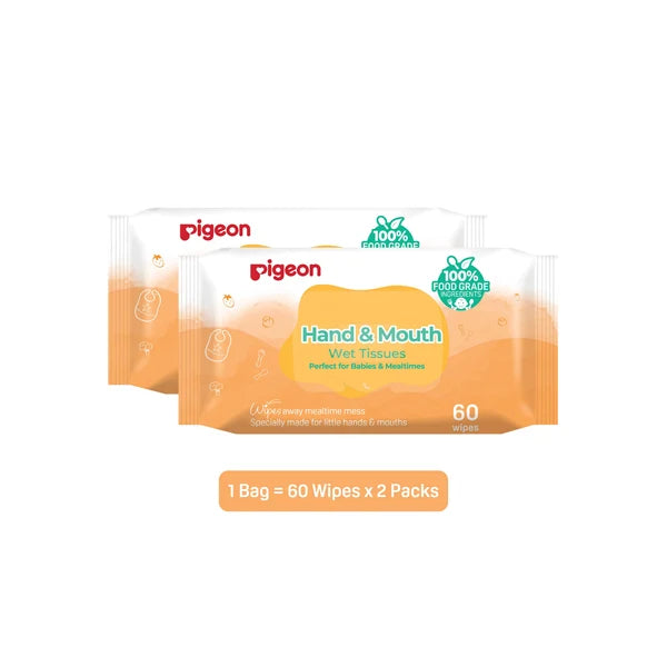 Pigeon Hand And Mouth Wet Tissues (60 Wipes x 2)