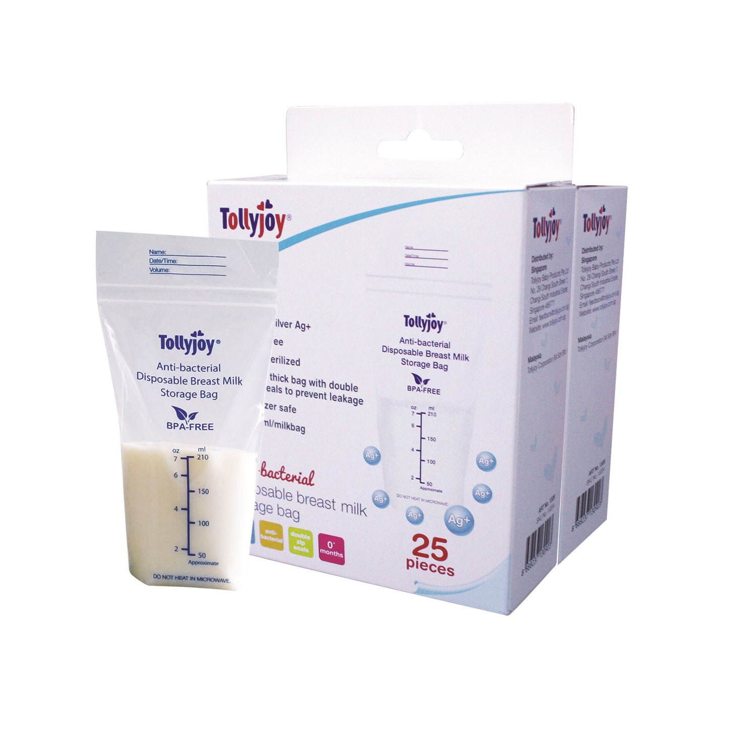 Tollyjoy Antibacterial Disposable Breast Milk Storage Bags 25pcs (Twin Pack)