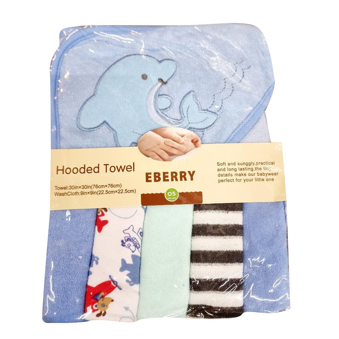 Soft Hooded Towel With 5 Face Towels