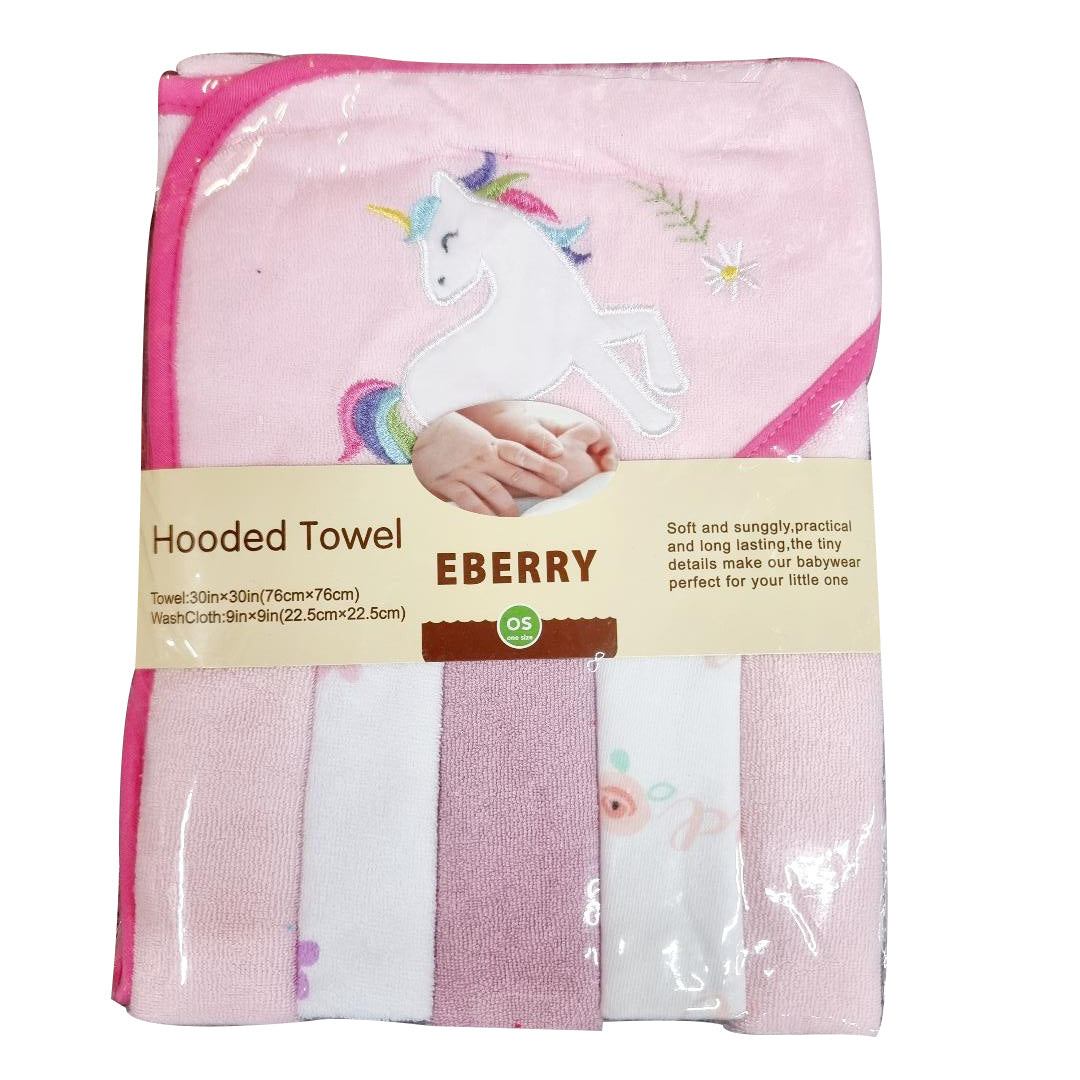 Soft Hooded Towel With 5 Face Towels