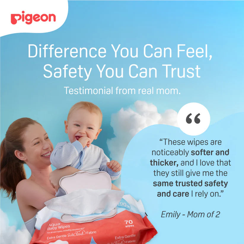 Pigeon Aqua Baby Wipes Hard Lid Cover (70 Wipes x 6)