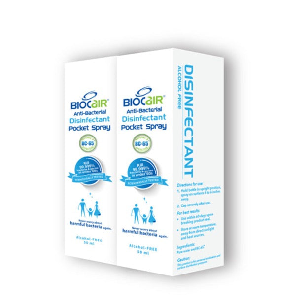 Biocair Disinfectant Anti-Bacterial Anti-Virus Pocket Spray (2-Pack)