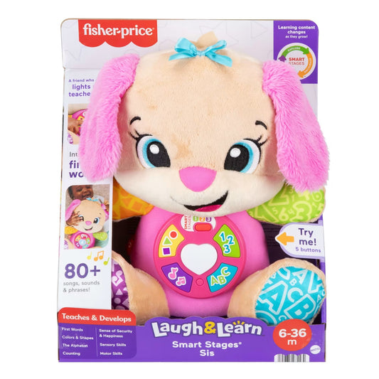 Fisher-Price Laugh & Learn Smart Stages Sis Pink Plush Baby Musical Learning Toy