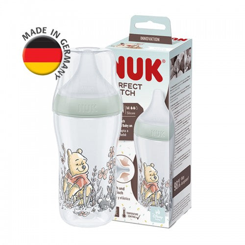 NUK Perfect Match Temperature Control Bottle with Soft Silicone Teat 260ml (Winnie the Pooh)
