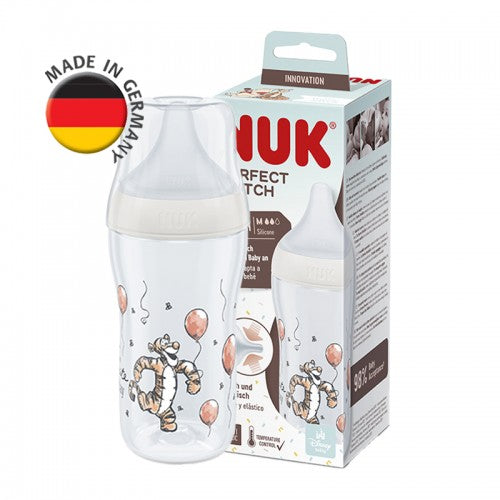 NUK Perfect Match Temperature Control Bottle with Soft Silicone Teat 260ml (Tigger)