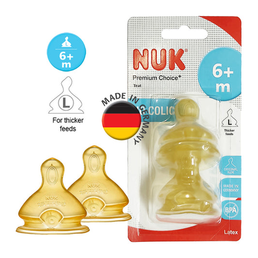 NUK Premium Choice Latex Teat 2/pack 2L (Thicker Feed 6m+)