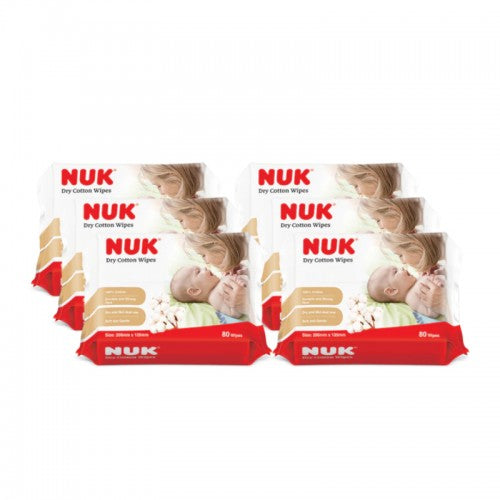 NUK Dry Cotton Wipes 80pcs x 6