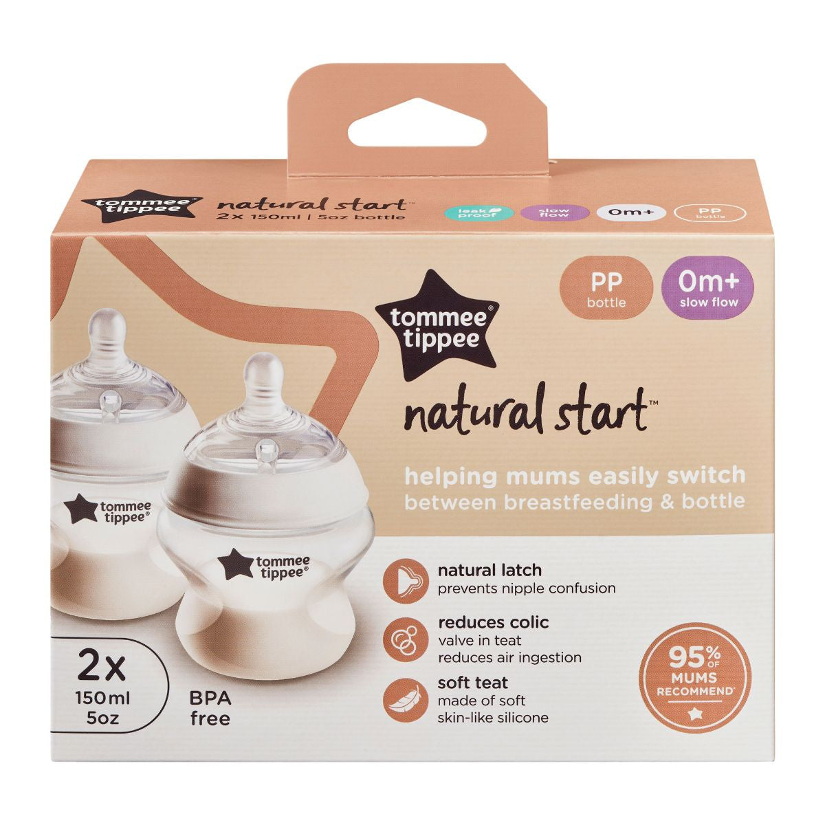 Tommee Tippee Natural Start PP Bottle with S Soft Teat 150ml (single/twin pack)