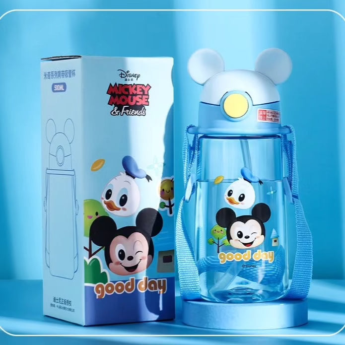 Disney Straw Water Bottle With Strap 500ml