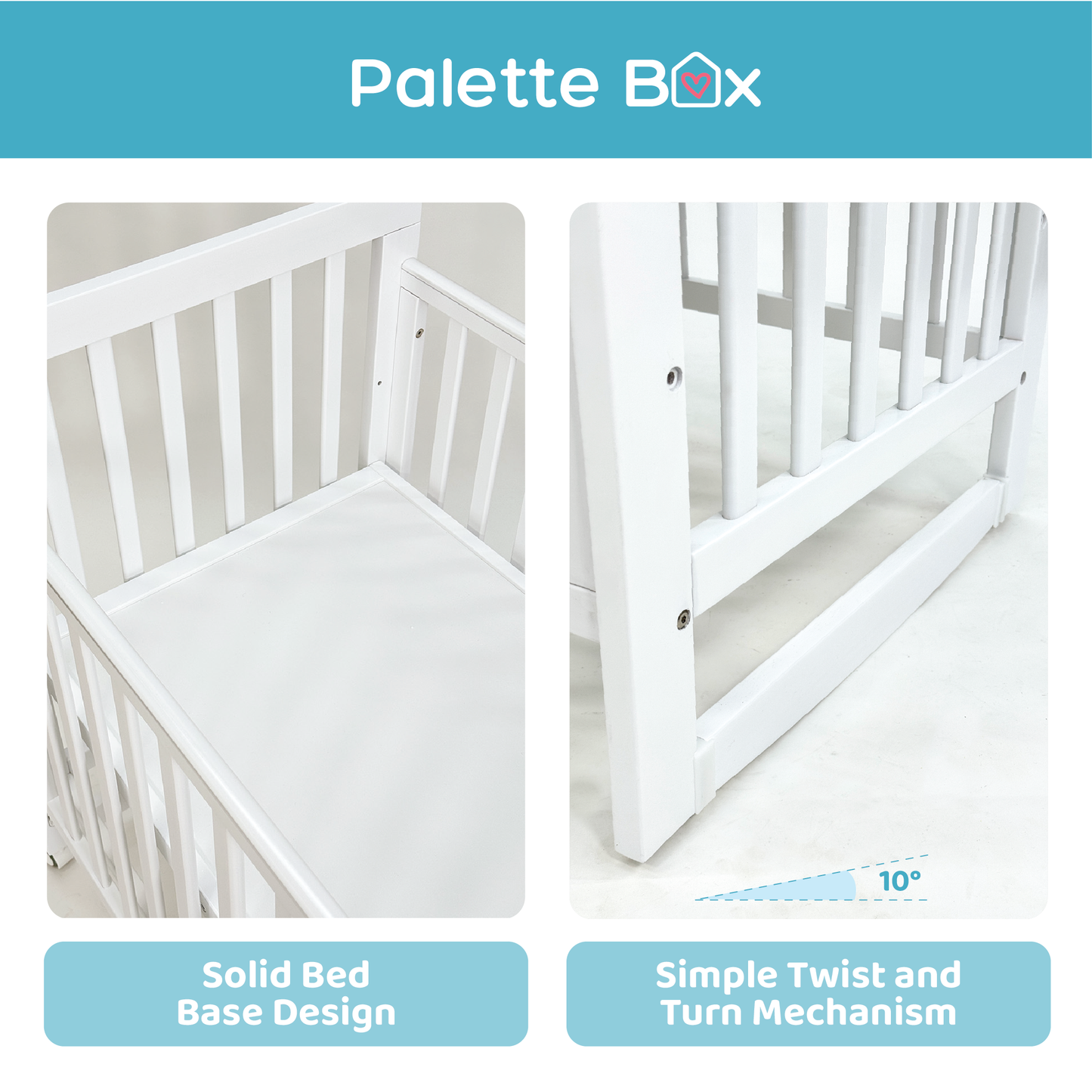 Palette Box Dreamer Plus 10-in-1 Convertible Baby Cot (with Rocking Function), Natural