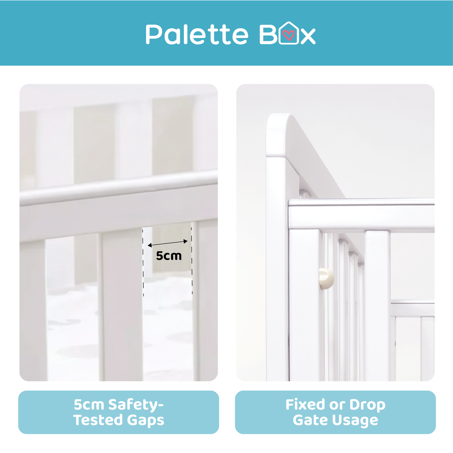 Palette Box Dreamer 7-in-1 Convertible Baby Cot only , White