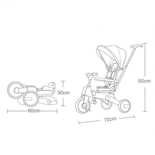 7 In 1 Trike Easy Foldable Tricycle - Black
