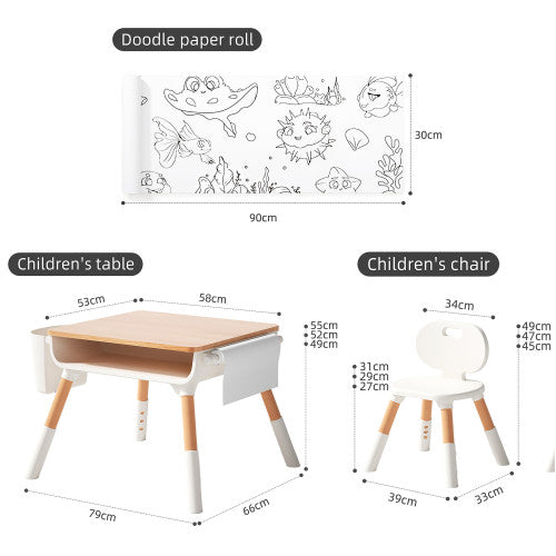 Little Kids Table & Chair Set W/Drawing Paper