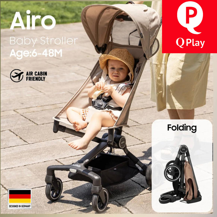 QPlay AIRO Cabin-sized Lightweight Baby Stroller (Black)