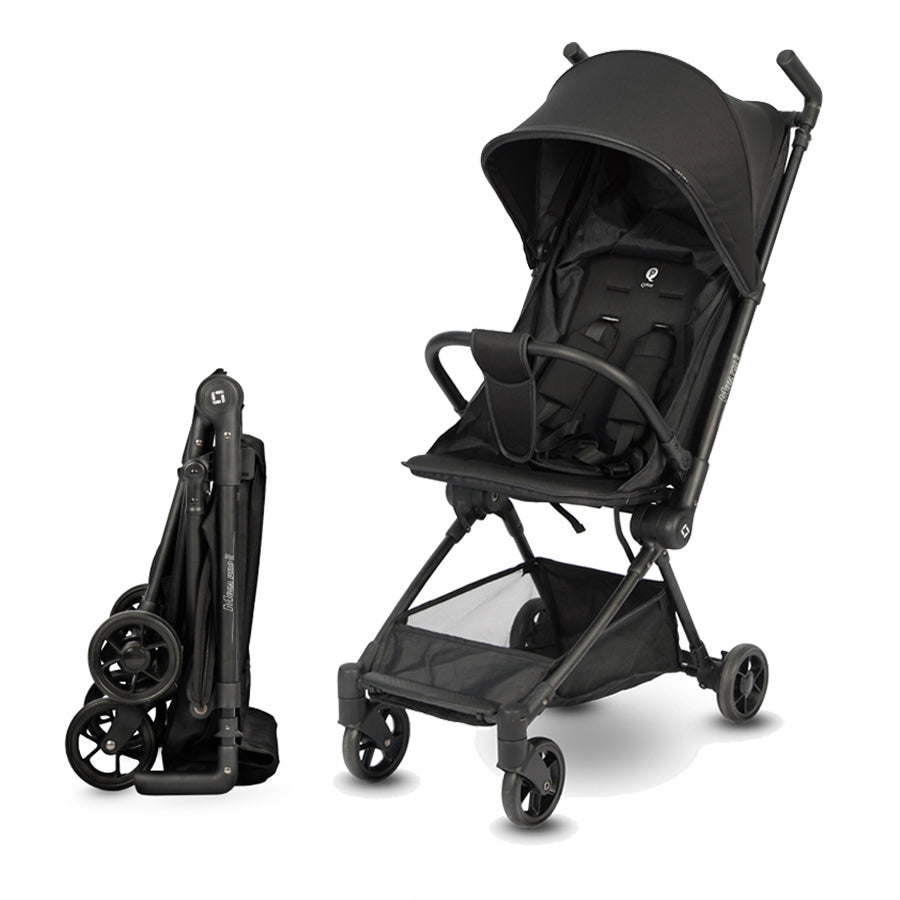 QPlay Mega Pro Cabin-sized Lightweight Baby Stroller (Black) FOC Strolley Bag