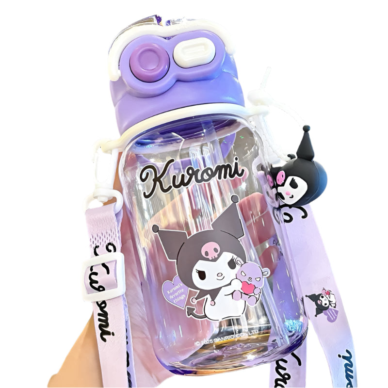 Kuromi 2 Way Water Bottle With Strap