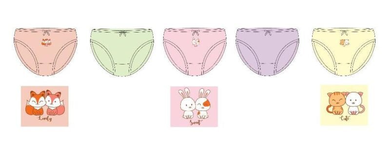 Ministar Cotton Fiber Girl Panties - Animal (5 pcs pack) – Kiddy