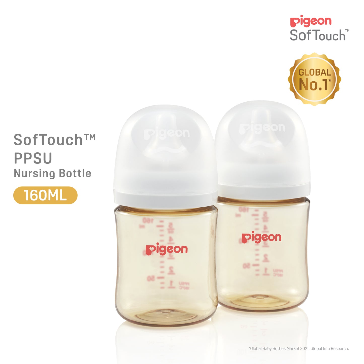 Pigeon SofTouch™ PPSU Nursing Bottle - Twin Pack 160ml