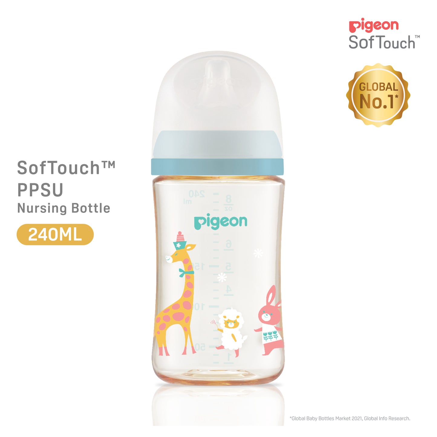 Pigeon SofTouch™ PPSU Nursing Bottle - Single Pack 240ml Animal
