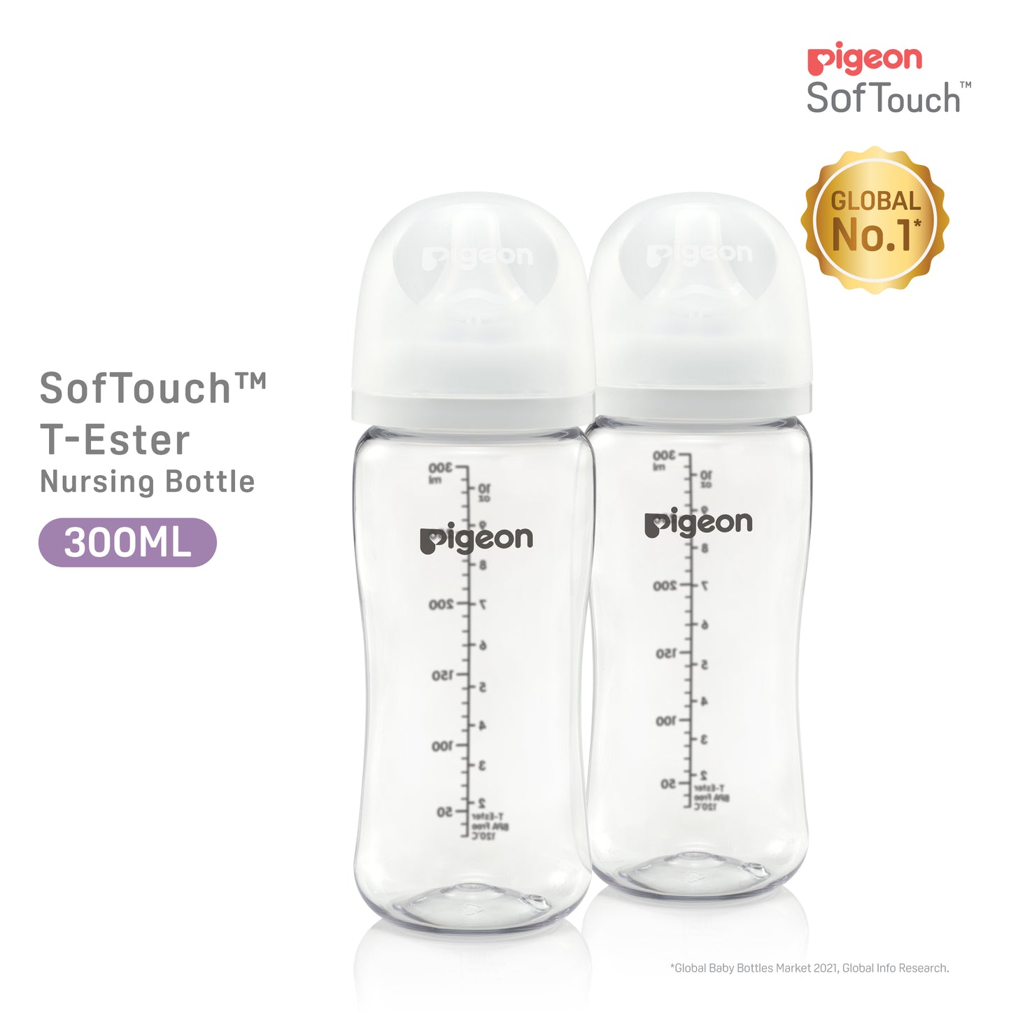 Pigeon SofTouch™ T-Ester Nursing Bottle - Twin Pack 300ml