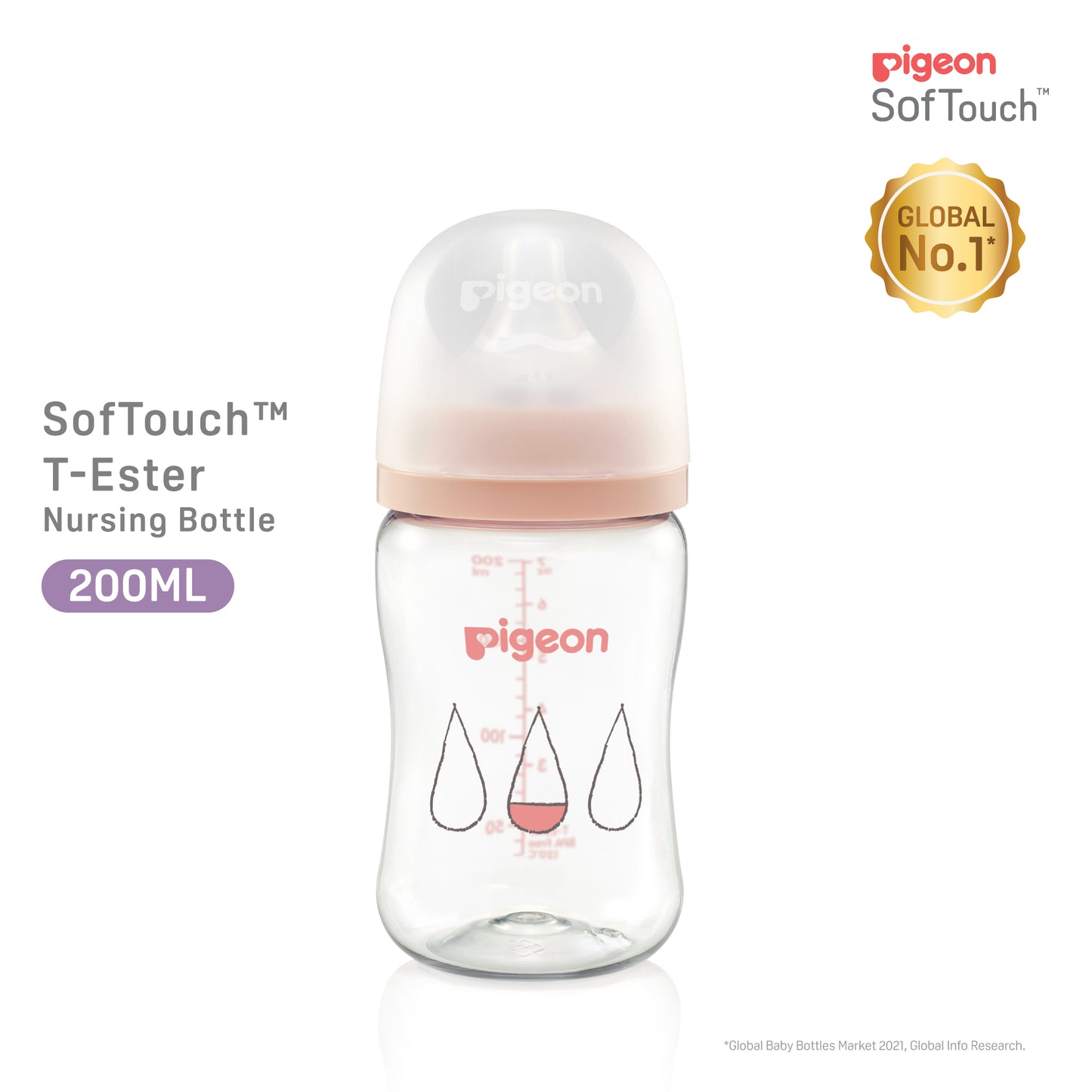 Pigeon SofTouch™ T-Ester Nursing Bottle - Single Pack 200ml Dewdrop