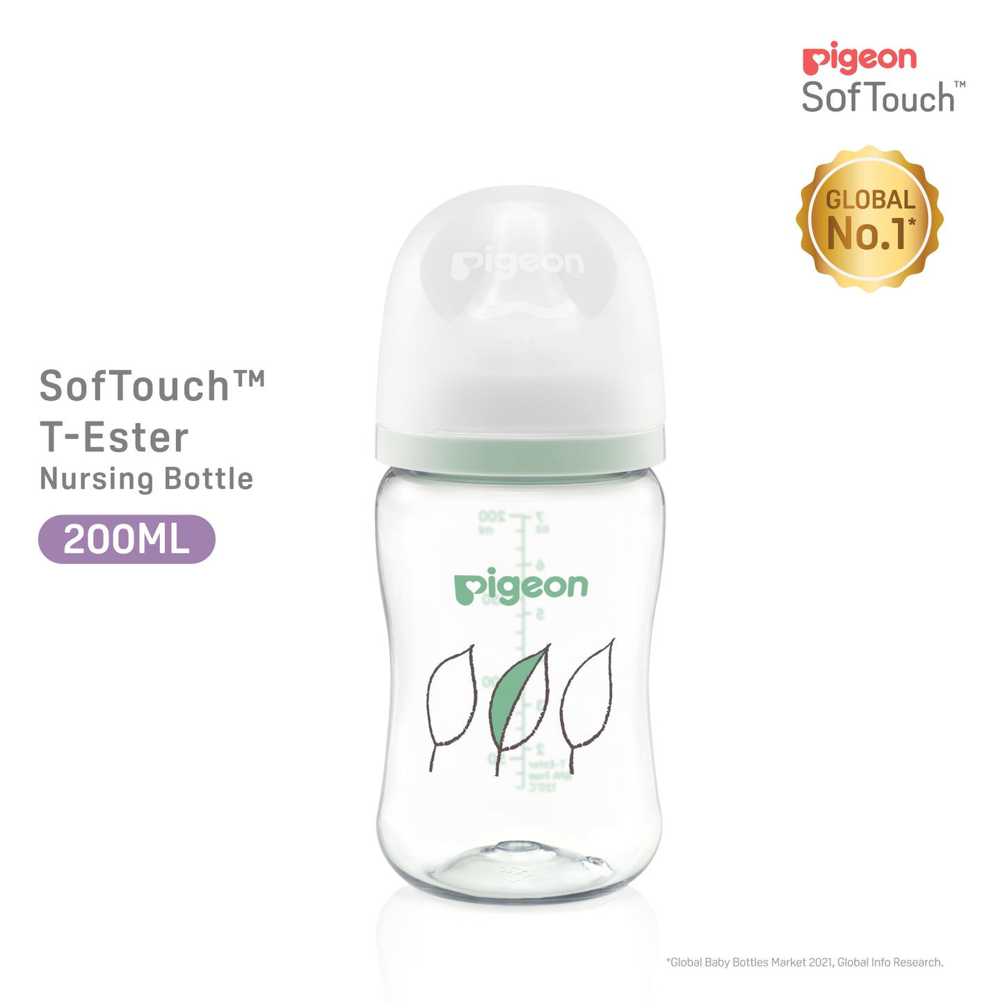 Pigeon SofTouch™ T-Ester Nursing Bottle - Single Pack 200ml Leaf