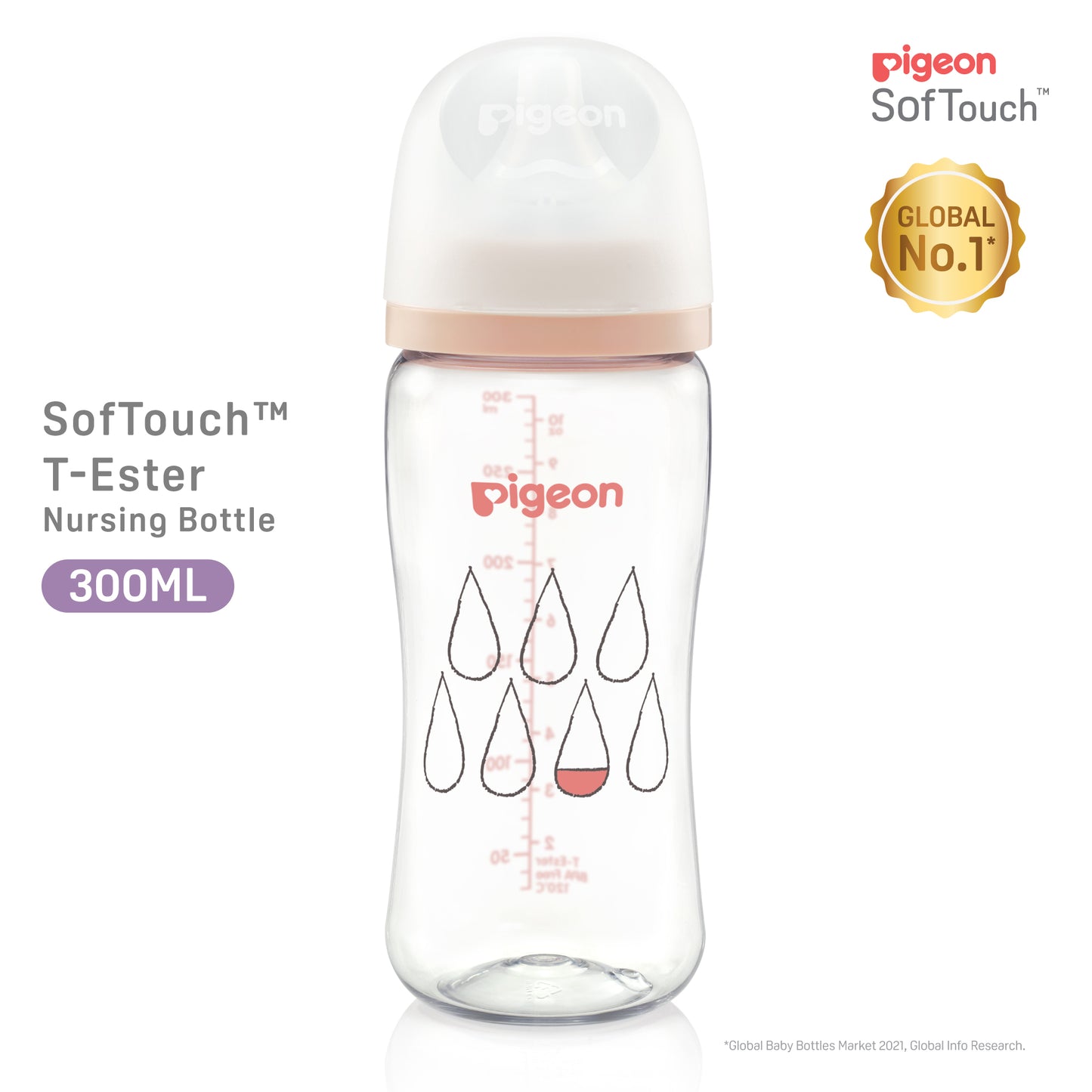 Pigeon SofTouch™ T-Ester Nursing Bottle - Single Pack 300ml Dewdrop