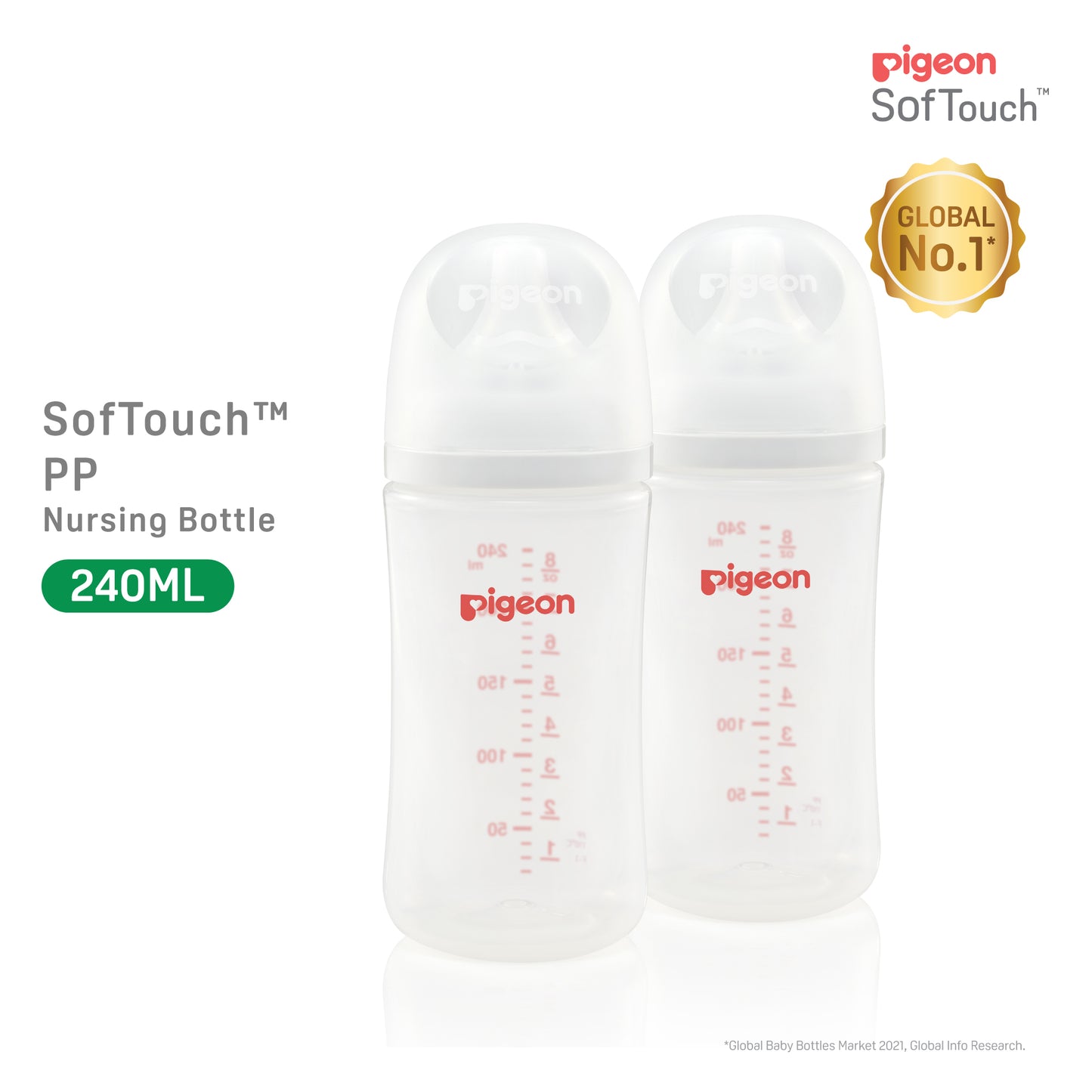 Pigeon SofTouch™ PP Nursing Bottle - Twin Pack 240ml
