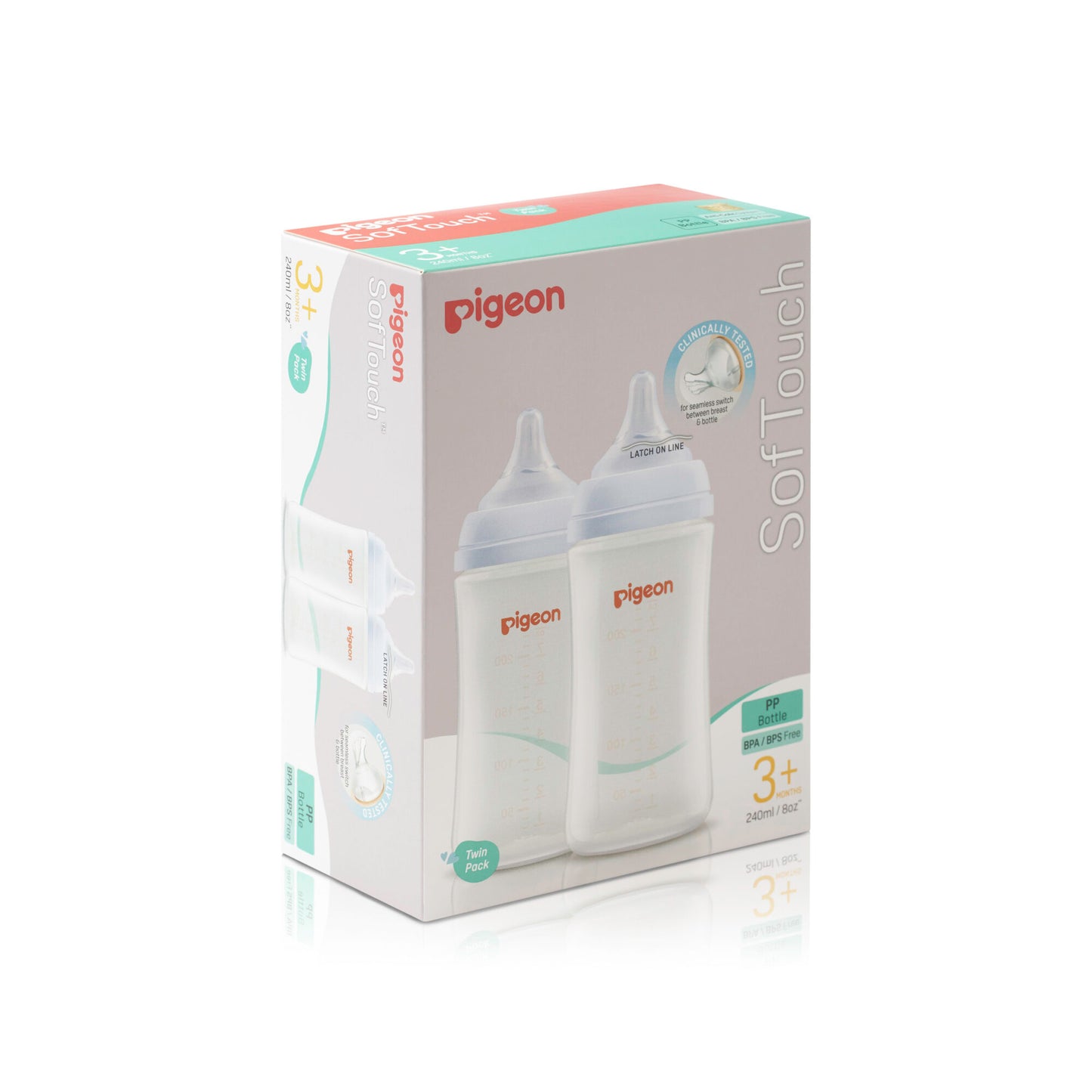 Pigeon SofTouch™ PP Nursing Bottle - Twin Pack 240ml