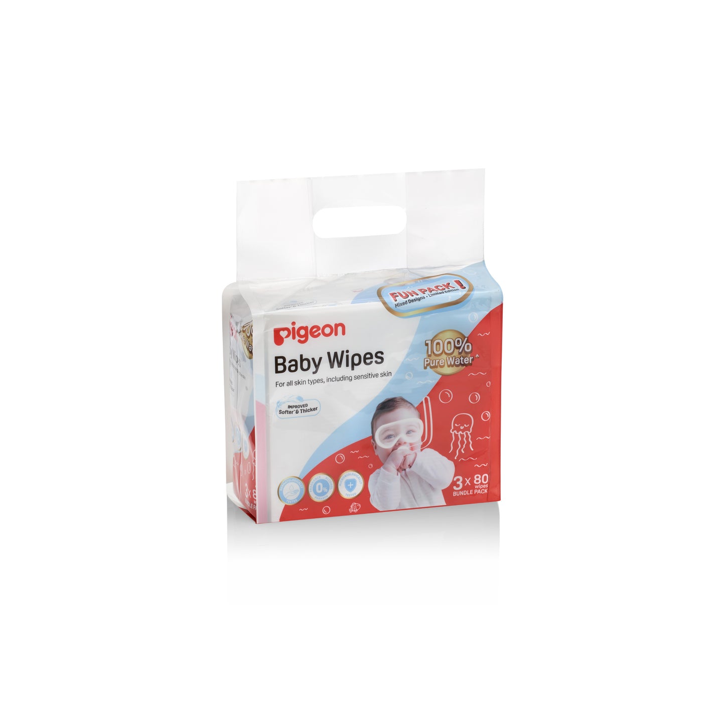 Pigeon Baby Wipes Pure Water 80s 3 in 1