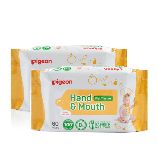 Pigeon Hand and Mouth Wet Tissues, 60s (2 in 1 Bag)