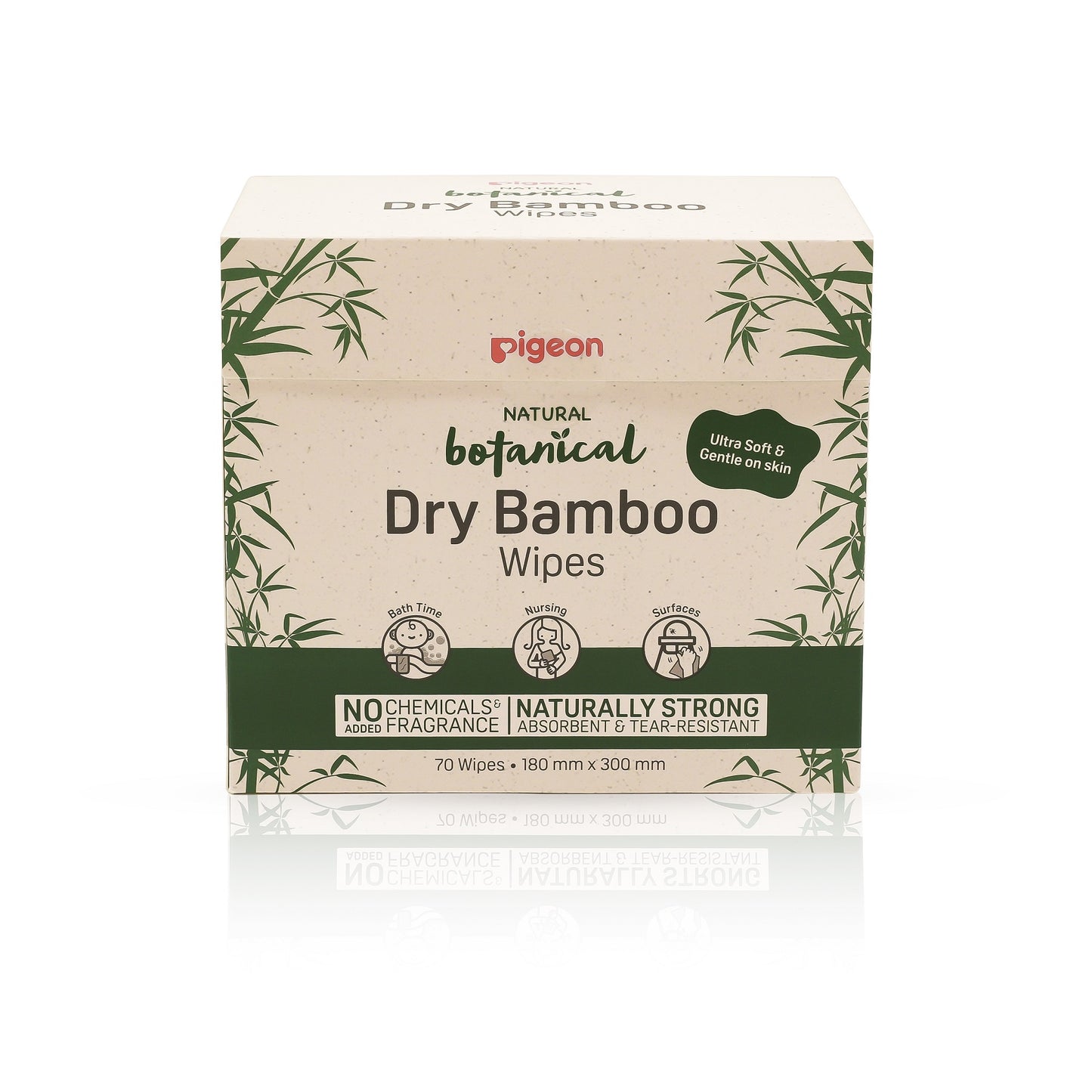 Pigeon Natural Botanical Dry Bamboo Wipes 70 Wipes